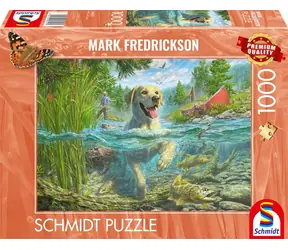 Schmidt Puzzle Hundeliebe: Gelber Labrador beim Angelausflug / 1000 Teile / ab 12 Jahren