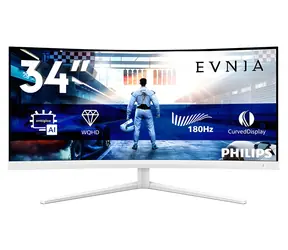 34" Philips Evnia 34M2C5501A weiß / Monitor / Gebogenes Fast VA-Panel / WQHD 3440 x 1440 / 180 Hz / 1 ms / Ambiglow