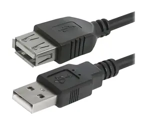 Logo USB 2.0 AA schwarz / Verlängerungskabel / Stecker - Buchse / 3 m