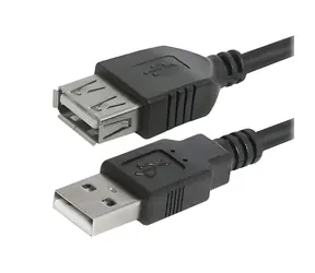 Logo USB-A-Verlängerungskabel (Stecker/Buchse), 3 m, schwarz / USB 2.0 / 480 Mbit/s