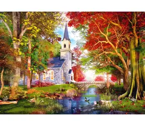 Schmidt Puzzle Kapelle im Herbstzauber / 1000 Teile / ab 12 Jahren