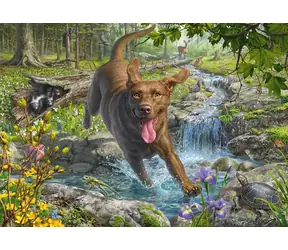 Schmidt Puzzle Hundeliebe: Frühlingsspaziergang mit einem Labrador / 1000 Teile / ab 12 Jahren
