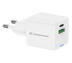 Conceptronic ALTHEA15W weiß / USB-Ladeadapter / 1x USB-A / 1x USB-C / 20 W / GaN