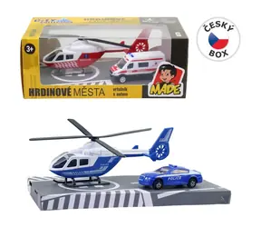 Rettungsset mit Hubschrauber und Auto / Metall / ab 3 Jahren