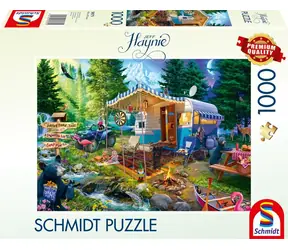 Schmidt Puzzle mit Wohnwagen in den Bergen / 1000 Teile / ab 12 Jahren