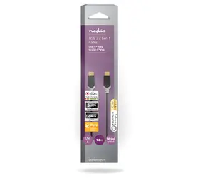 Anthrazitfarbener Nedis / USB-C-Kabel (Stecker) - USB-C (Stecker) / 60 W / 4K 60 Hz / 5 Gbit/s / 1 m