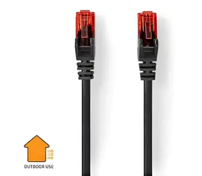 Nedis CAT6 20 m schwarz / Netzwerkkabel / U/UTP / Außenbereich / RJ45 / PVC