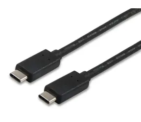 Equip mit einem 1 m langen, schwarzen USB-C-Datenkabel (USB-C auf USB-C, USB 2.0, 480 Mbit/s).