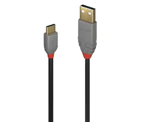 Lindy USB-A - USB-C Kabel, schwarz, USB 2.0, 480 Mbit/s, 0,5 m