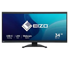 34" Eizo FlexScan EV3450XC schwarzer Curved-Monitor mit IPS-Display, UWQHD-Auflösung, Webcam und USB-C-Anschluss (94 W)