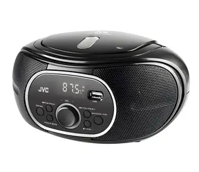 JVC RD-E221B schwarz / Radio mit CD-Player / FM / CD / Kassette / USB / AUX