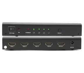 PremiumCord HDMI-Switch 4:1, schwarz / HDMI-Switch / Metall / Fernbedienung / HDMI 1.4 / Full HD 1080p