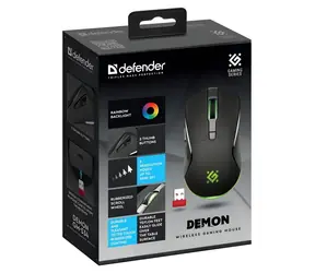 Defender Demon GM-534 schwarz / Kabellose optische Gaming-Maus / 3200 DPI / 6 Tasten / 2,4 GHz / 10 m