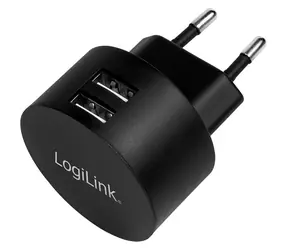 LogiLink USB-Ladeadapter schwarz / Ladeadapter / 2x USB-A / Schnellladung / 10,5 W