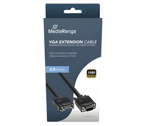 MediaRange MRCS249 2m schwarzes VGA-Kabel / D-Sub15 (M) - D-Sub15 (F) / Verlängerung