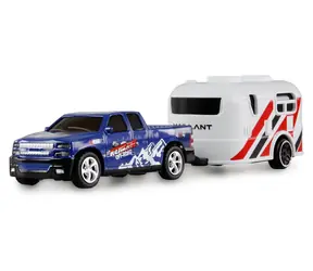 AMEWI RC Pickup Die Cast mit Wohnwagen blau / RC-Auto / 1:64 / RTR / 2,4 GHz / ab 6 Jahren