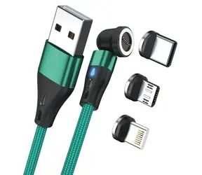 RealPower MagneticCharge3 grün / Magnetisches Ladekabel / USB-A / 3 A / 1 m / Adapter