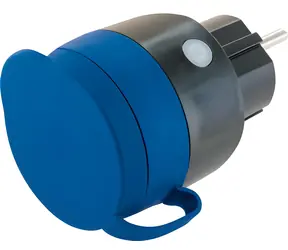 Schwaiger Steckdosenadapter IP44 blaugrau / Intelligente WLAN-Steckdose / 16 A / 230 V / Verbrauchsmessung