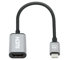 Manhattan USB-C auf HDMI schwarz/silber / Adapter / 4K 60Hz / HDCP 2.2 / Kabel 15 cm