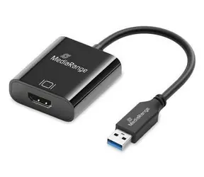 MediaRange USB-A-zu-HDMI-Konverter, schwarz / Full HD 60 Hz / 5 Gbit/s / vergoldete Kontakte
