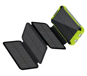 RealPower PB-20000 Solar, schwarz/grün / Powerbank 20000 mAh / Solarpanel / Kabelloses Laden (5 W)
