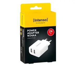 INTENSO Ladegerät 2x USB-A 24W weiß / Ladegerät / 2x USB-A / 24W / 2,4A / 100-240V