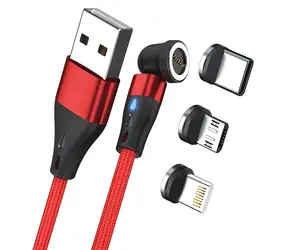 RealPower MagneticCharge3 rot / Magnetisches Ladekabel USB-A / 3 A / 1 m / 6 Adapter