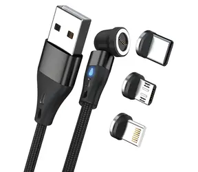 RealPower Magnetisches 3A-Ladekabel, schwarz / Magnetisches Ladekabel / USB-A / 2 m / 6 Adapter