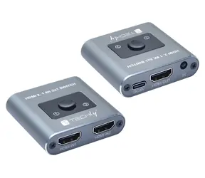 Techly HDMI-2128KT grau / HDMI-Switch / 2x HDMI-Eingang / 1x HDMI-Ausgang / 8K 60 Hz / Fernbedienung