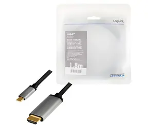LogiLink USB-C - HDMI schwarz/grau / Adapter / 4K 60Hz / 1,8 m / vergoldete Anschlüsse