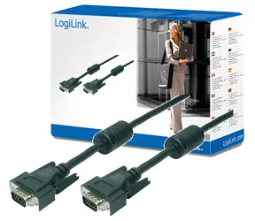 LogiLink VGA schwarz / VGA-Kabel / geschirmt / Ferritkern / 10 m