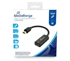 MediaRange Mini DisplayPort auf HDMI Adapter schwarz / Adapter / 15 cm / 10 Gbit/s / vergoldete Kontakte