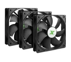 Inter-tech IPC Lüfterset 120 schwarz / Lüfter / 3 Stück / 120 mm / 800-1500 U/min / 60 CFM / 25 dB / 4-Pin