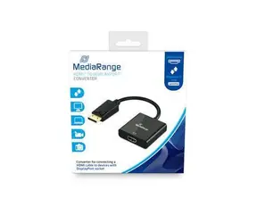 MediaRange HDMI-zu-DisplayPort-Adapter, schwarz / 15 cm / 10 Gbit/s / vergoldete Kontakte
