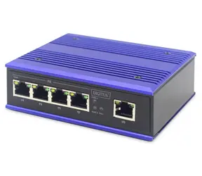 Digitus Industrie-Switch, 5- Port , blau / Switch / 5 x 10/100 Mbit/s / Unmanaged / DIN-Schiene