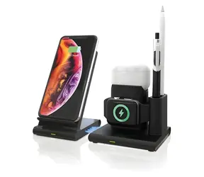RealPower ChargeAIR Connect schwarz / Kabelloses Ladegerät / 10 W / 4-in-1