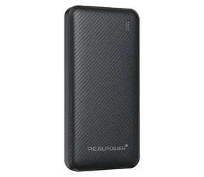 RealPower PB-10000 SSB schwarz / Powerbank 10.000 mAh / Festkörperakku / USB-C 20 W / USB-A 22,5 W