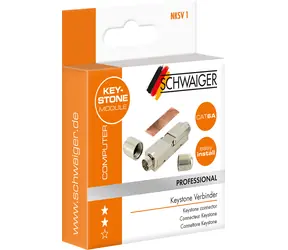 Schwaiger Keystone CAT6A silber / Netzwerkstecker / RJ45 / S/FTP / Gerade / Metall