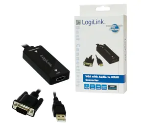 LogiLink VGA-zu-HDMI-Adapter mit Audio, schwarz / Adapter / Full HD 1080p / High Speed