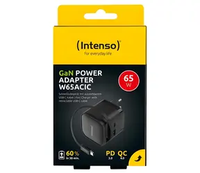 INTENSO W65ACIC schwarz / Ladegerät / 65W GaN / USB-C + USB-A / PD 3.0
