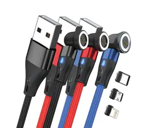 RealPower Magnetisches 3A-Set / Magnetisches USB-A-Ladekabel / 3 x 1 m / Adapter / 3er-Set
