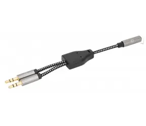 Manhattan Headset-Adapterkabel / 3,5-mm-Klinkenbuchse auf 2x 3,5-mm-Klinkenstecker / 15 cm