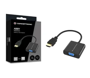 Conceptronic HDMI-VGA-Adapter schwarz / Adapter / 1920 × 1080 px / 60 Hz / 0,25 m