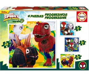 Educa Puzzle Spidey und seine tollen Freunde: Dino-Web 4in1 / (12 & 16 & 20 & 25 Teile)