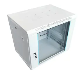 Xtendlan 19" grau / Wandmontage-Rack / 9 HE / 600 × 450 mm / Tragfähigkeit 60 kg / Glastür