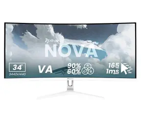 34" Arozzi Nova 34T2K165 weiß / Monitor / VA / Curved 1500R / UWQHD 3440x1440 / 165Hz / 1ms / HDR10