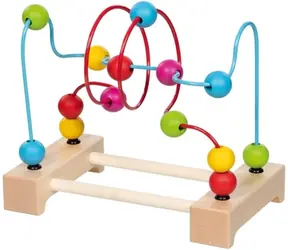 GOKI Perlenlabyrinth mit Holzkugeln / 2 Schlaufen / 14 Perlen