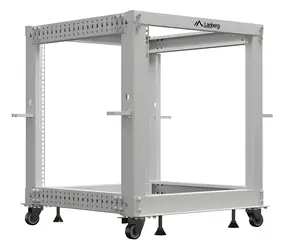 Lanberg Open Rack 12 HE, grau / Standrack / 600 × 600 mm / Tiefe 576-1034 mm / Tragfähigkeit 600 kg