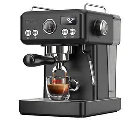 HiBREW H10A schwarz / Hebel-Kaffeemaschine / Temperaturregelung / 19 bar / 58 mm Siebträger / 1,8 l