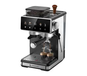 AMZCHEF CE-CM5560-SV silber / Hebel-Kaffeemaschine / 1400 W / 20 bar / integriertes Mahlwerk / 1,8 l